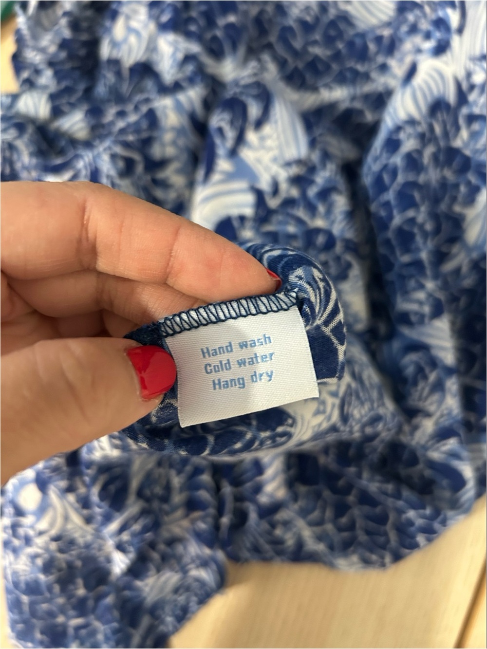Blue Ginger Hawaiian Floral Aloha Blue Smocked Quarter Sleeve Dress Sz XL Rayon - Picture 5 of 6